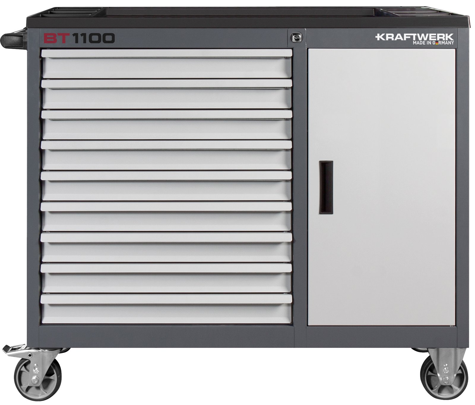Įrankių vežimėlis be įrankių KRAFTWERK BT1100, 9 stalčiukų, 1 spintelė