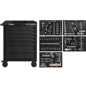 Įrankių vežimėlis su įrankiais KRAFTWERK BT700s, 7 stalčiukų, 194 vnt