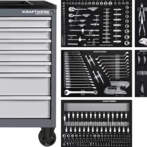 Įrankių vežimėlis su įrankiais KRAFTWERK BT700 7 stalčiukų, 274 įrankis