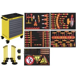 Įrankių vežimėlis su įrankiais KRAFTWERK BT700 8 stalčiukai, 124 įrankis