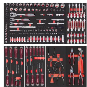 Įrankių vežimėlis su įrankiais KRAFTWERK BT900, 7 stalčiukų, 291 įrankis