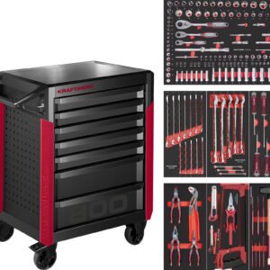 Įrankių vežimėlis su įrankiais KRAFTWERK PT800, 7 stalčiukų, 189 įrankis