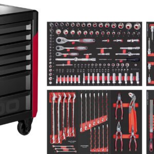 Įrankių vežimėlis su įrankiais KRAFTWERK PT800, 7 stalčiukų, 238 įrankis
