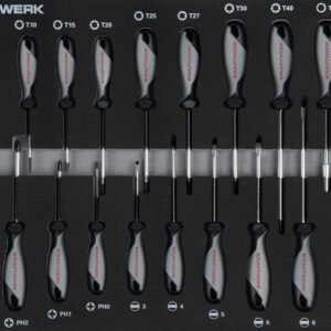 Atsuktuvo stalčius įrankių komplektas KRAFTWERK BASIC LINE EVA  60 × 40 cm, 22 įrankiai