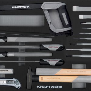 Smūgio, pjovimo įrankų ir dildžių komplektas KRAFTWERK BASIC LINE EVA  60 × 40 cm, 27 vnt