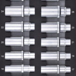 1/2" prailgintos smūginių galvučių komplektas KRAFTWERK BASIC LINE EVA 20 × 40 cm, 20 vnt