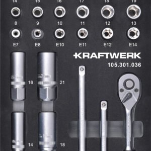 3/8" įrankių komplektas KRAFTWERK BASIC LINE EVA 20 × 40 cm, 40 vnt