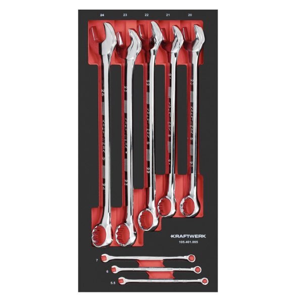 Kombinuotų veržliarakčių komplektas KRAFTWERK PRO LINE EVA 20 × 40 cm, 8 vnt