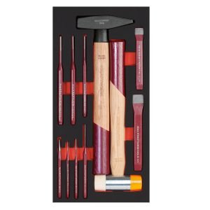 Plaktukų kaltų bei iškalėjų komplektas KRAFTWERK PRO LINE EVA 20 × 40 cm, 11 įrankiai