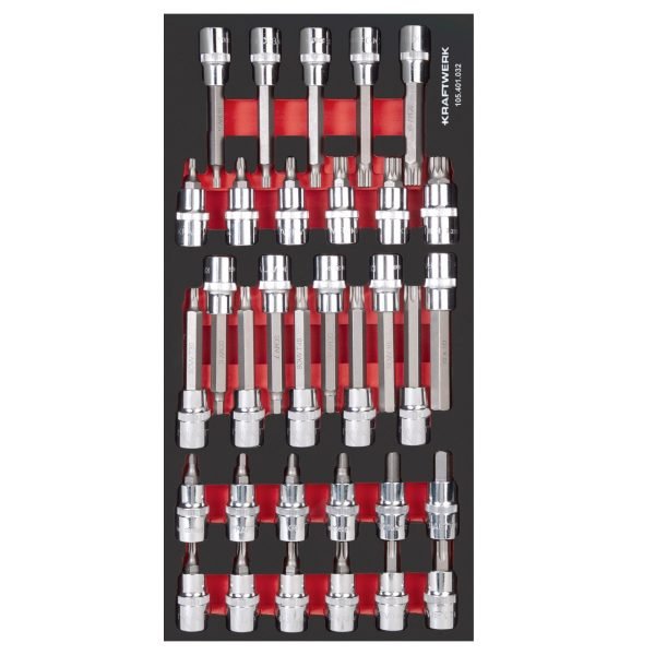 Galvučių komplektas KRAFTWERK PRO LINE EVA 1/2" 20 × 40 cm, 33 įrankiai