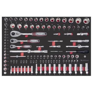 1/4"+3/8"+1/2" galvučiu ir įrankių komplektas KRAFTWERK PRO LINE EVA 60 × 40 cm, 125 vnt