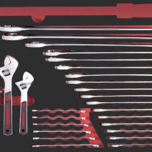 Kombinuotų veržliarakčių komplektas KRAFTWERK PRO LINE EVA 60 × 40 cm, 43 įrankiai