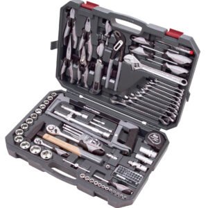 Įrankių komplektas dėžėje KRAFTWERK BASIC LINE 1/4"+1/2", 115 vnt