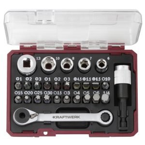 Terkšlės su antgaliais komplektas dėžėje KRAFTWERK 1/4”, 27 vnt