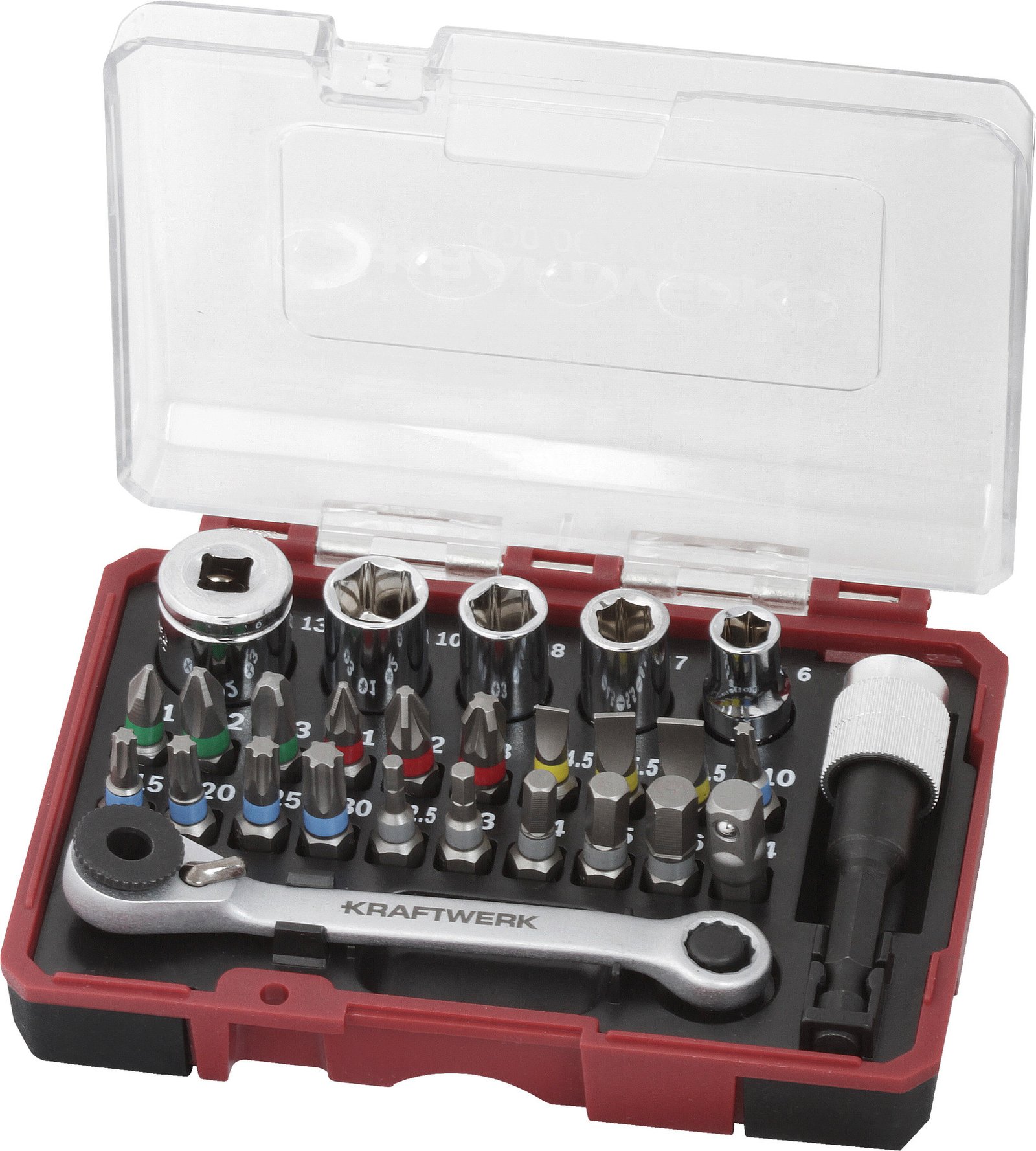 Terkšlės su antgaliais komplektas dėžėje KRAFTWERK 1/4”, 27 vnt - Image 2