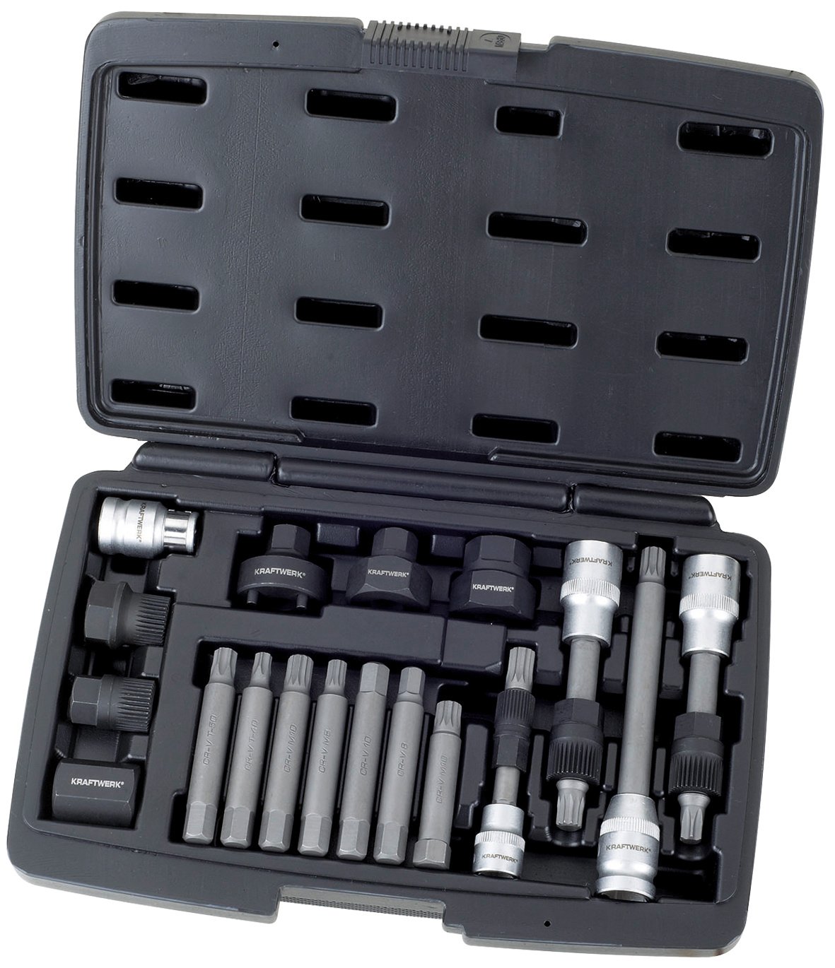 Galvučių komplektas KRAFTWERK 3/8" + 1/2" 18 vnt