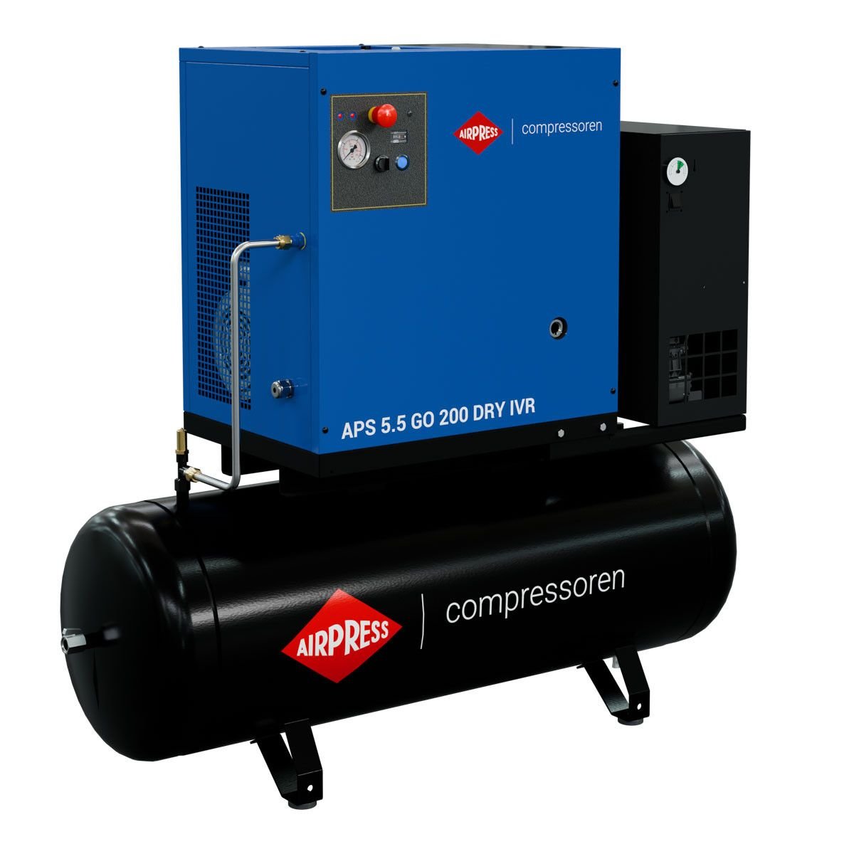 Sraigtinis kompresorius Airpress APS 5.5 GO 200 Combi Dry IVR 5.5 AG/ 4 kW 10 bar 264-468 l/min 200 l