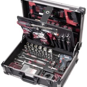 Įrankių komplektas lagamine KRAFTWERK PRO LINE, su BOSCH akumuliatoriniu gręžtuvu, 12 V, 2x 2000 mAh, 264 vnt.