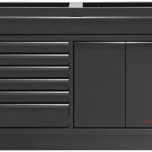 7-ių stalčiukų ir 2 ištraukiamų skyrių spintelė KRAFTWERK MOBILIO BLK