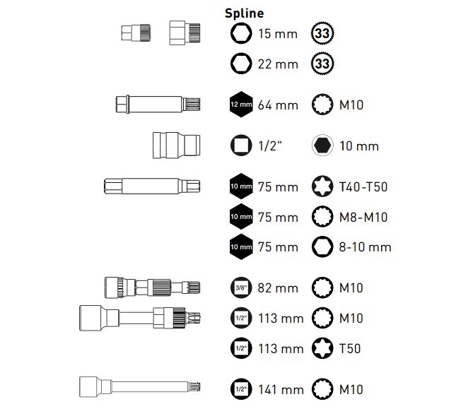 Galvučių komplektas KRAFTWERK 3/8" + 1/2" 18 vnt - Image 2