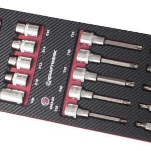 TX galvučių komplektas 1/2" KRAFTWERK PRO LINE EVA, 19 įrankiai