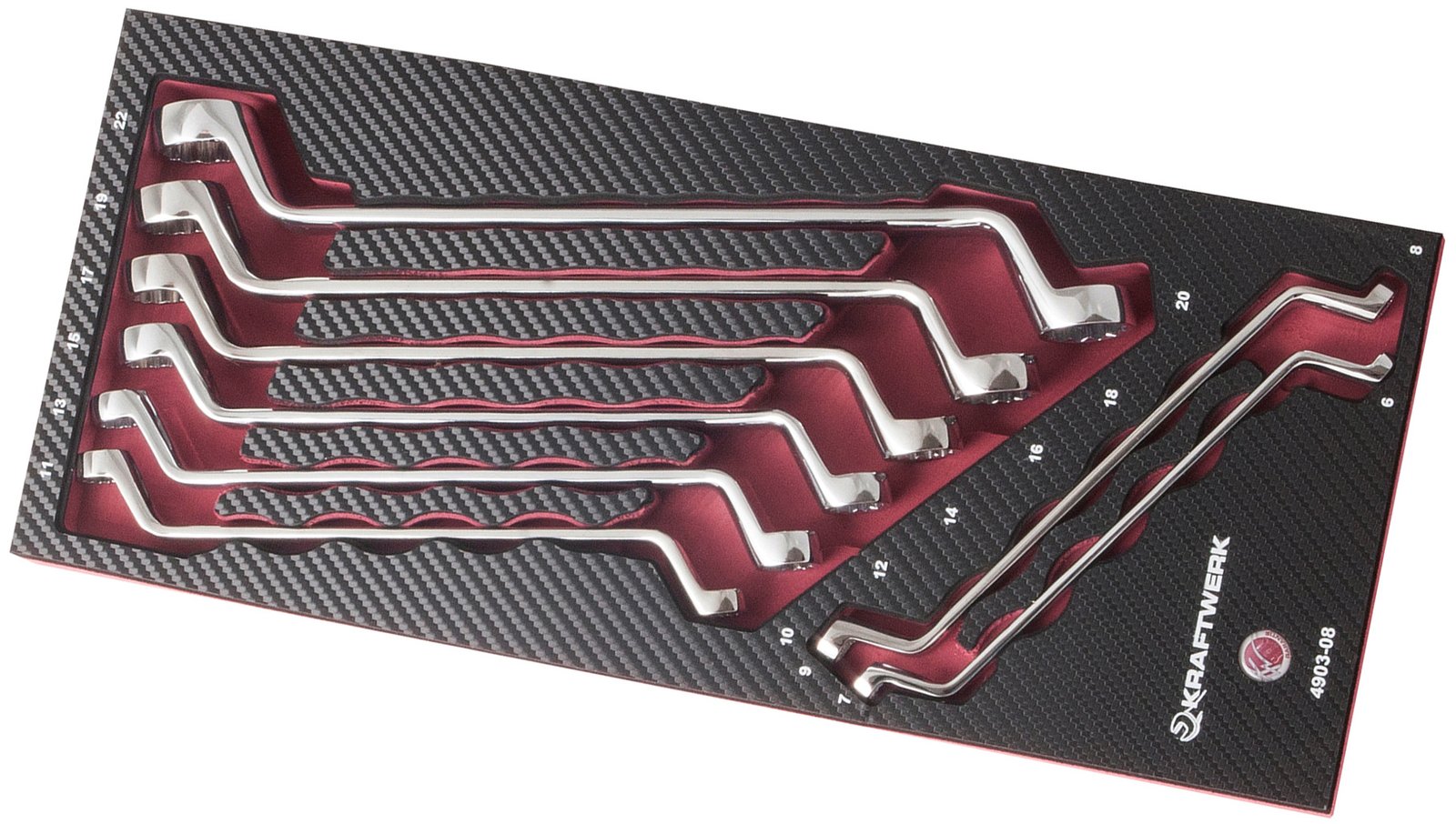 L-formos veržliarakčių komplektas KRAFTWERK PRO LINE EVA, 8 įrankiai