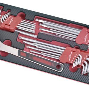 L-formos veržliarakčių komplektas KRAFTWERK PRO LINE EVA, 29 įrankiai