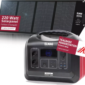 Nešiojamas saulės generatoriaus komplektas ELMAG, ENERGY 1800 + SOLAR 220