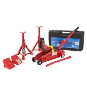 Domkratas 2T + Atramos 2T + 2 vnt. ratų pleištų Airpress