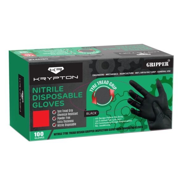 Nitrilo pirštinės JUODOS GRIPPER L (100 vnt)