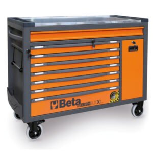 Įrankių vežimėlis be įrankių su 8 stalčiais ir apsauga nuo apvirtimo (oranžinis) BETA, RSC24AXXL-O
