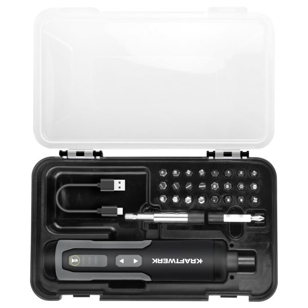 Elektrinis atsuktuvas su antgalių rinkiniu, USB-C Kraftwerk, 28 vnt