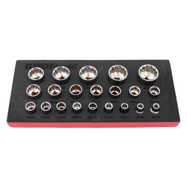 1/2" galvučių rinkinys KROFTOOLS, 21 vnt
