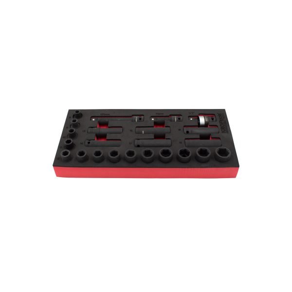 1/2" smūginių galvučių rinkinys KROFTOOLS, 21 vnt