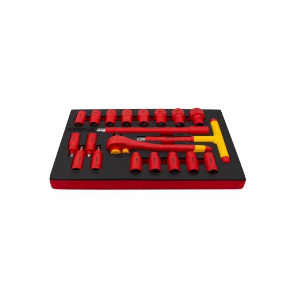 1/2" VDE galvučių ir terkšlės rinkinys KROFTOOLS, 20 vnt