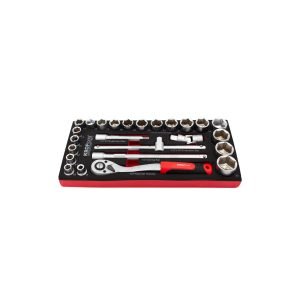 1/2" galvučių ir terkšlės rinkinys KROFTOOLS, 25 vnt