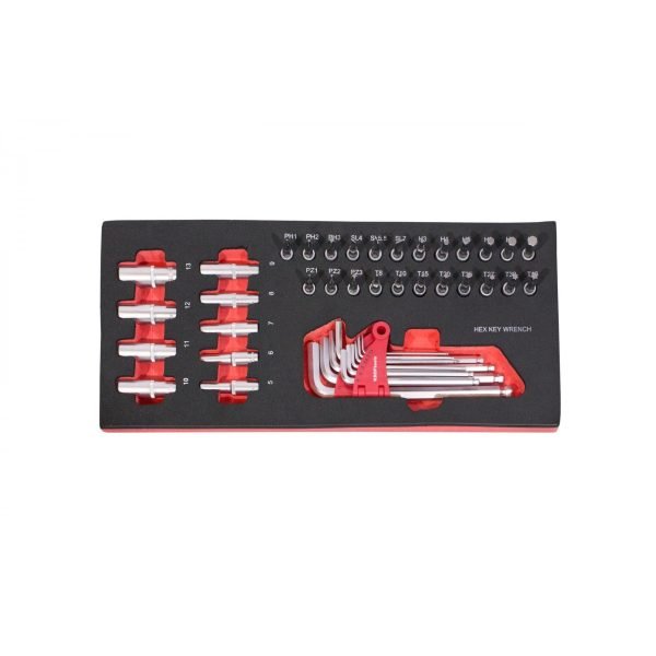 1/4" galvučių ir raktų rinkinys KROFTOOLS, 42 vnt
