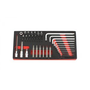 TORX L formos raktų ir galvučių rinkinys KROFTOOLS, 43 vnt.