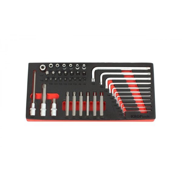 TORX L formos raktų ir galvučių rinkinys KROFTOOLS, 43 vnt.