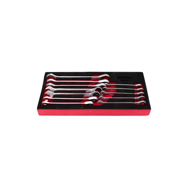 Kombinuotų terkšlinių veržliarakčių rinkinys KROFTOOLS, 8-19 mm, 12 vnt.