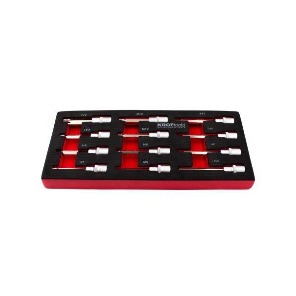 1/2″ TORX ir HEX galvučių ir antgalių rinkinys KROFTOOLS, 12 vnt.