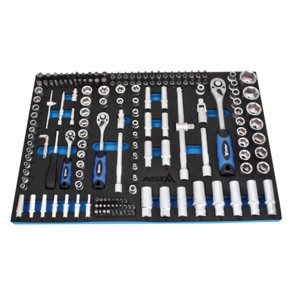 1/4'' + 3/8'' + 1/2'' galvučių ir terkšlės rinkinys ASTA, 179 vnt (+SOFT39)
